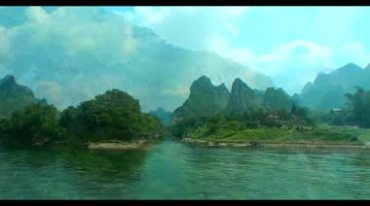 桂林山水峡谷游船山峰河谷自然风光美景视频素材