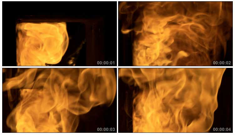 坑道里火焰袭来烈焰烈火燃烧特效视频素材