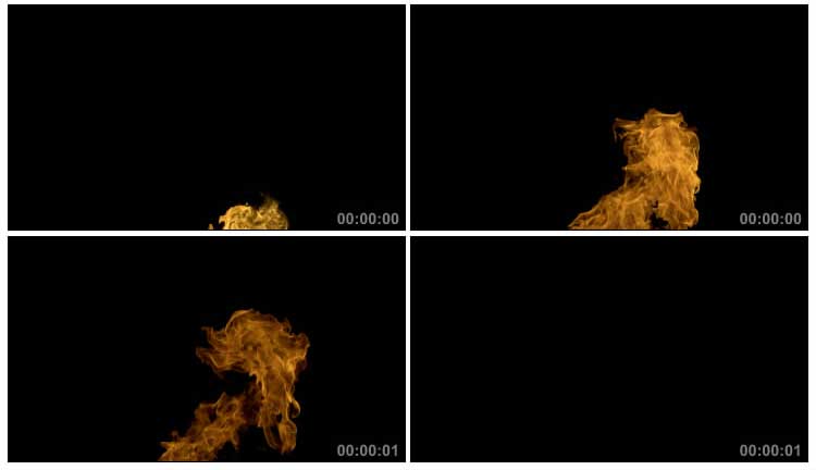 火焰轰的一声爆燃腾空黑屏抠像特效视频素材