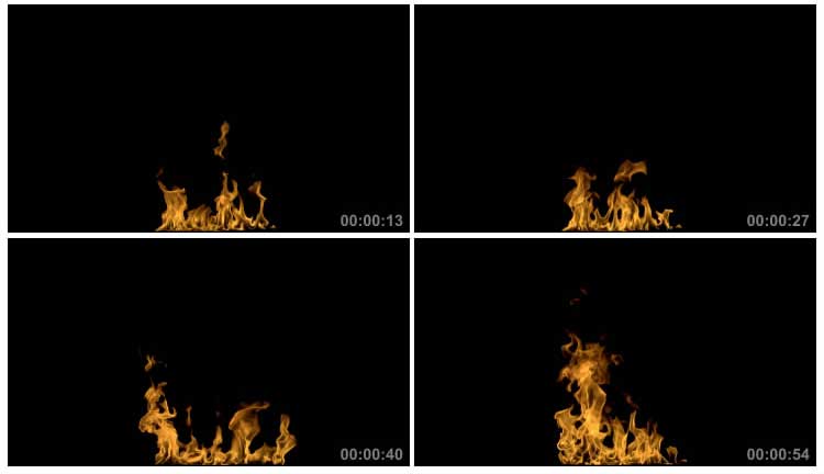 火焰火堆燃烧火苗大火黑屏影视特效视频素材