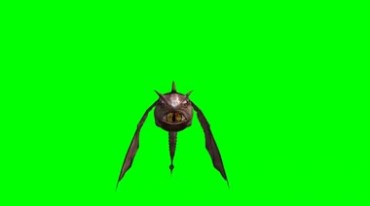 鱼形独眼怪物煽动翅膀飞行绿幕抠像影视特效视频素材
