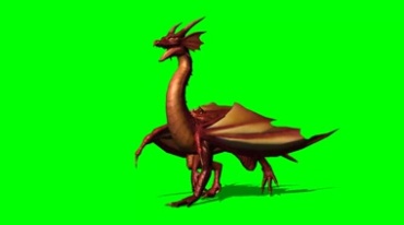 神兽西方龙坐骑走路姿态绿幕抠像特效视频素材