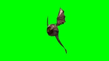 独眼怪物呼扇翅膀飞行绿幕抠像特效视频素材
