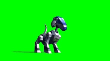 可爱机器狗欢快欢乐摇头摆尾绿幕抠像特效视频素材