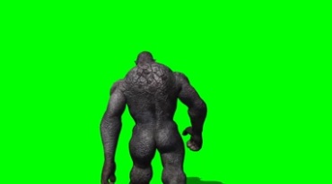 黑金刚大猩猩走路背影绿幕免抠像影视特效视频素材