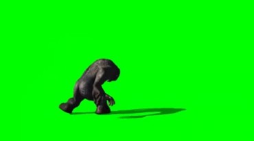 巨型猩猩被击打摆头绿幕免抠像影视特效视频素材
