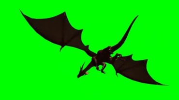 恐龙飞龙翼龙头顶飞行绿幕免抠像影视特效视频素材