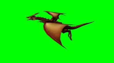 翼龙空中飞翔姿态绿布免抠像影视特效视频素材