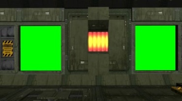 宇宙飞船走廊连廊过道窗户绿幕抠像影视特效视频素材
