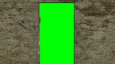 锈迹斑斑铁门开启绿幕抠像影视特效视频素材