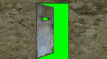 铁门牢门开启绿屏免抠像影视特效视频素材