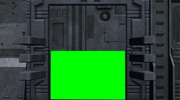 太空飞船机舱电动封闭门绿幕免抠像影视特效视频素材