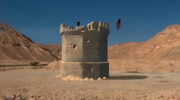 沙漠中的废墟塔楼要塞绿幕免抠像特效视频素材