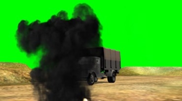 二战卡车穿越爆炸战场绿幕免抠像影视特效视频素材