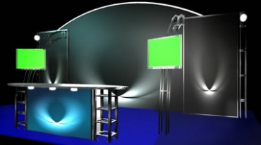 3D工作室主播台演播室绿幕背景视频素材