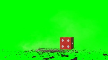 骰子重重地砸向地面溅起碎块绿幕抠像特效视频素材