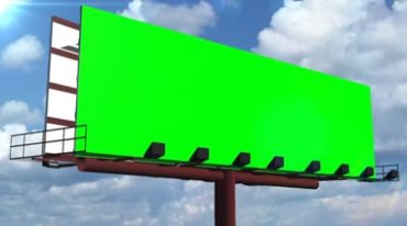 绿色屏幕户外广告牌蓝天白云背景视频素材