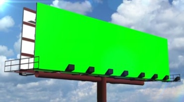 绿色屏幕户外广告牌蓝天白云背景视频素材
