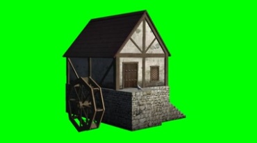 水磨坊房子房屋绿幕免抠像影视特效视频素材