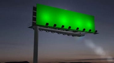 夜间绿色屏幕户外广告牌特效视频素材