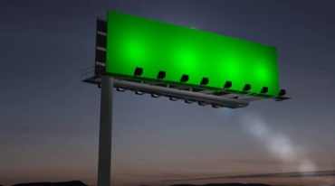夜间绿色屏幕户外广告牌特效视频素材