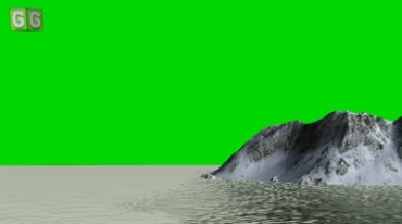 海中冰川海岛漂浮飘移绿幕抠像特效视频素材