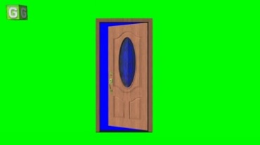 开门动画门里门外蓝绿屏抠像特效视频素材