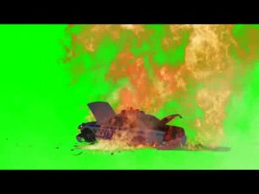 警车起火爆炸绿屏抠像特效视频素材