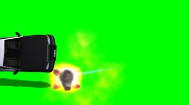 飞弹炸毁警车绿布免抠像影视特效视频素材