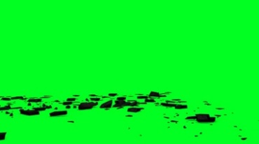 石头墙爆炸碎块迸飞绿布抠像特效视频素材