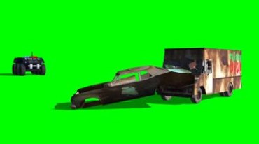 特警装甲车坦克撞开障碍物绿屏抠像特效视频素材