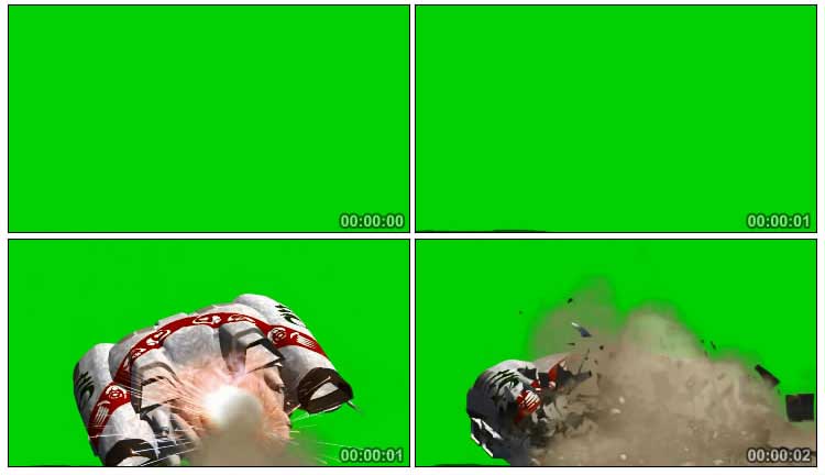 UFO宇宙飞船撞击坠毁绿布免抠像特效视频素材
