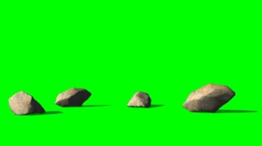 石头掉落到地上绿布抠像特效视频素材