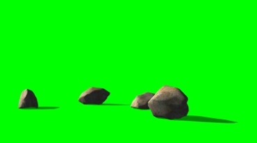 石头掉落到地上绿布抠像特效视频素材