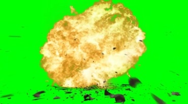 爆炸碎片地面发出爆裂声音绿布抠像影视特效视频素材