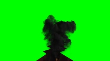 地上裂缝深沟火焰燃烧冒黑烟绿布抠像特效视频素材