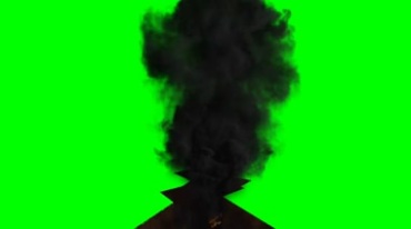 地上裂缝深沟火焰燃烧冒黑烟绿布抠像特效视频素材