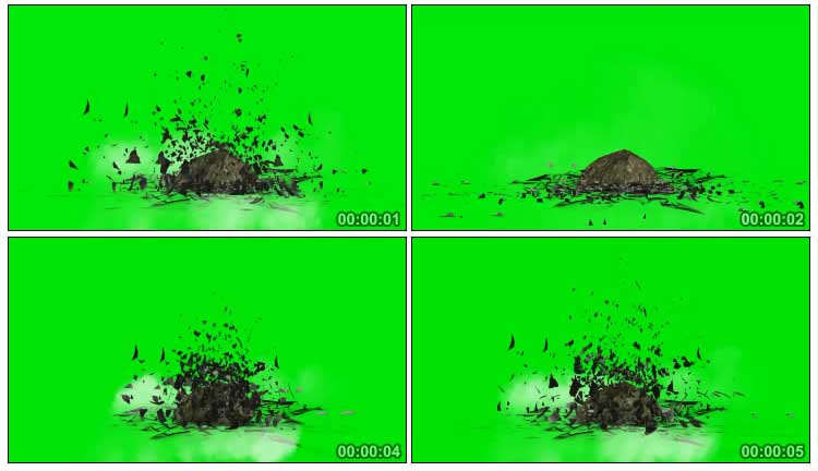流星陨石冲击撞击地面大坑绿幕抠像影视特效视频素材