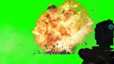 榴弹发射器攻击爆炸火焰绿布免抠像影视特效视频素材