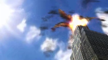 流星撞击摩天大楼爆炸起火视频素材