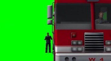 消防车撞上警车绿布免抠像影视特效视频素材