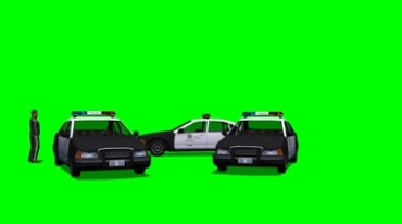 消防车撞上警车绿布免抠像影视特效视频素材