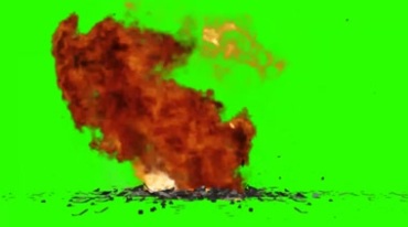 直升机坠毁爆炸起火绿布免抠像影视特效视频素材