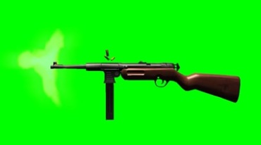 自动枪械连续开火射击绿布抠像影视特效视频素材
