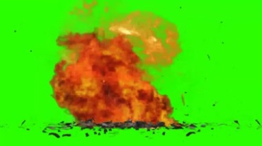 爆炸火焰碎片瓦砾绿布免抠像影视特效视频素材