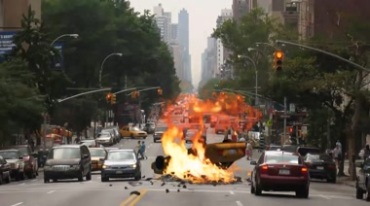 汽车炸弹爆炸绿布免抠像影视特效视频素材
