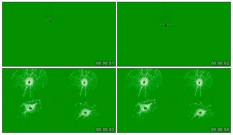 战斗飞机机关枪扫射袭击枪眼弹孔绿屏抠像视频素材