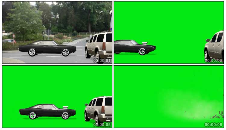 汽车相撞绿幕抠像影视特效带撞击声音视频素材