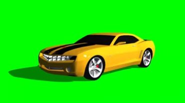 黄色科迈罗Camaro雪佛兰跑车轿跑绿屏视频素材