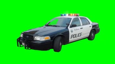 美国制式警车警灯闪烁绿布抠像影视特效视频素材